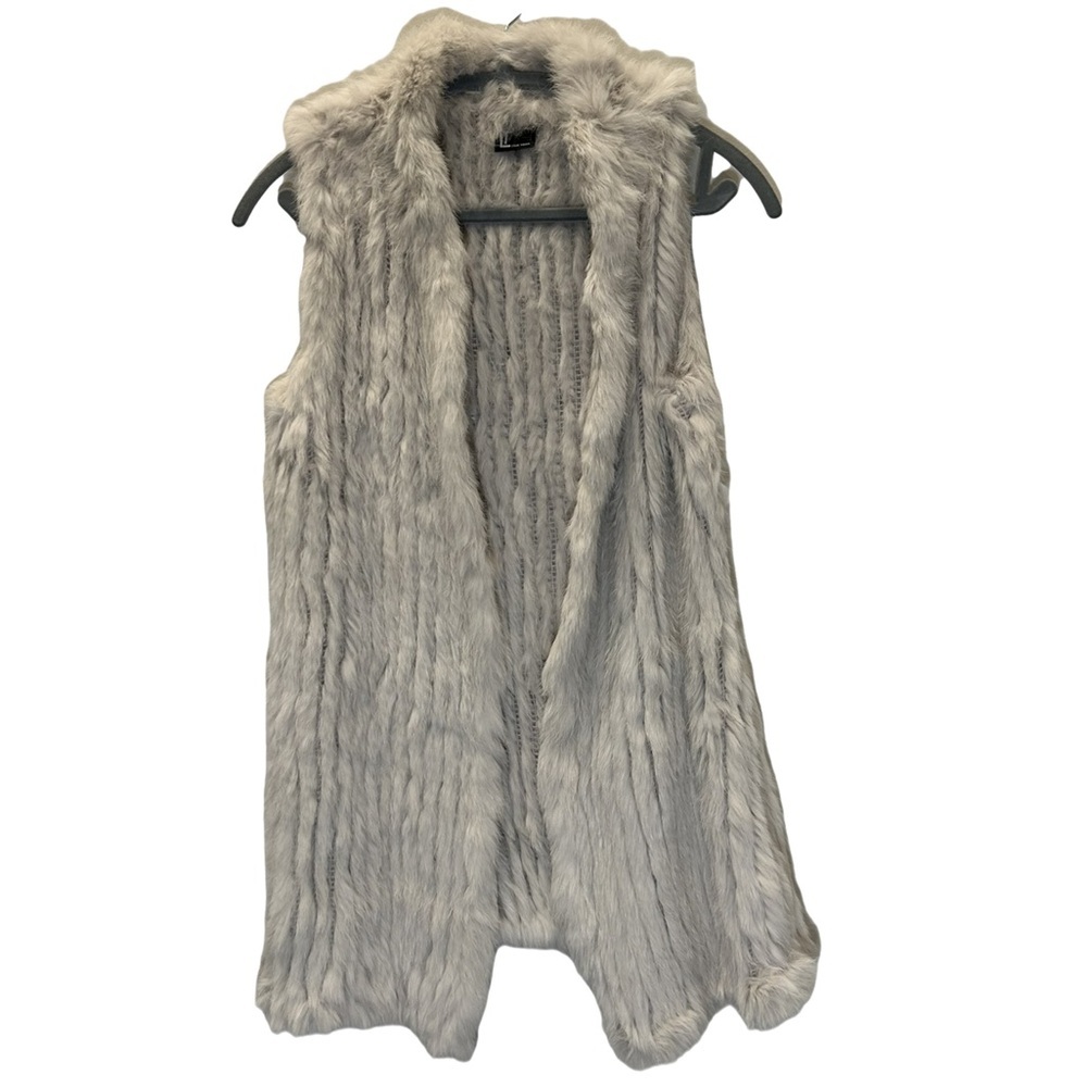 Love Token 100% Grey Rabbit Fur Vest